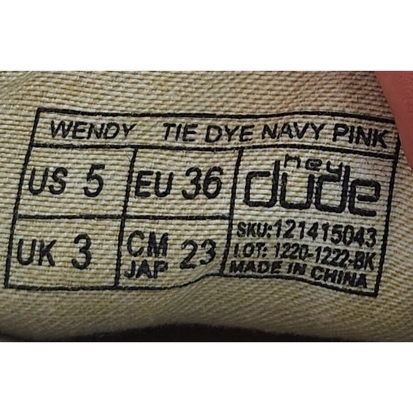 Hey Dude Women's Wendy Tie Dye Navy Pink Casual Beach Slip On Sneakers Size 5 - Picture 8 of 10